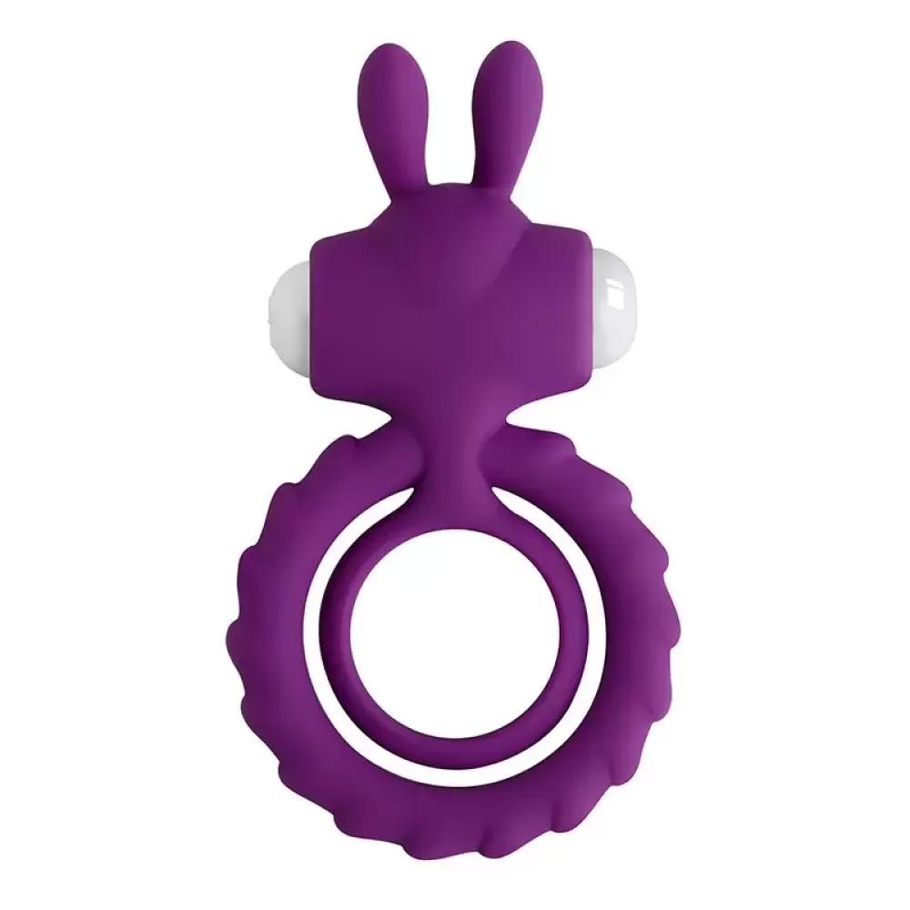 LOVE MOMENT Rabbit Titreşimli Klitoris Uyarıcı Testis ve Penis Halkası Cock Ring - Mor