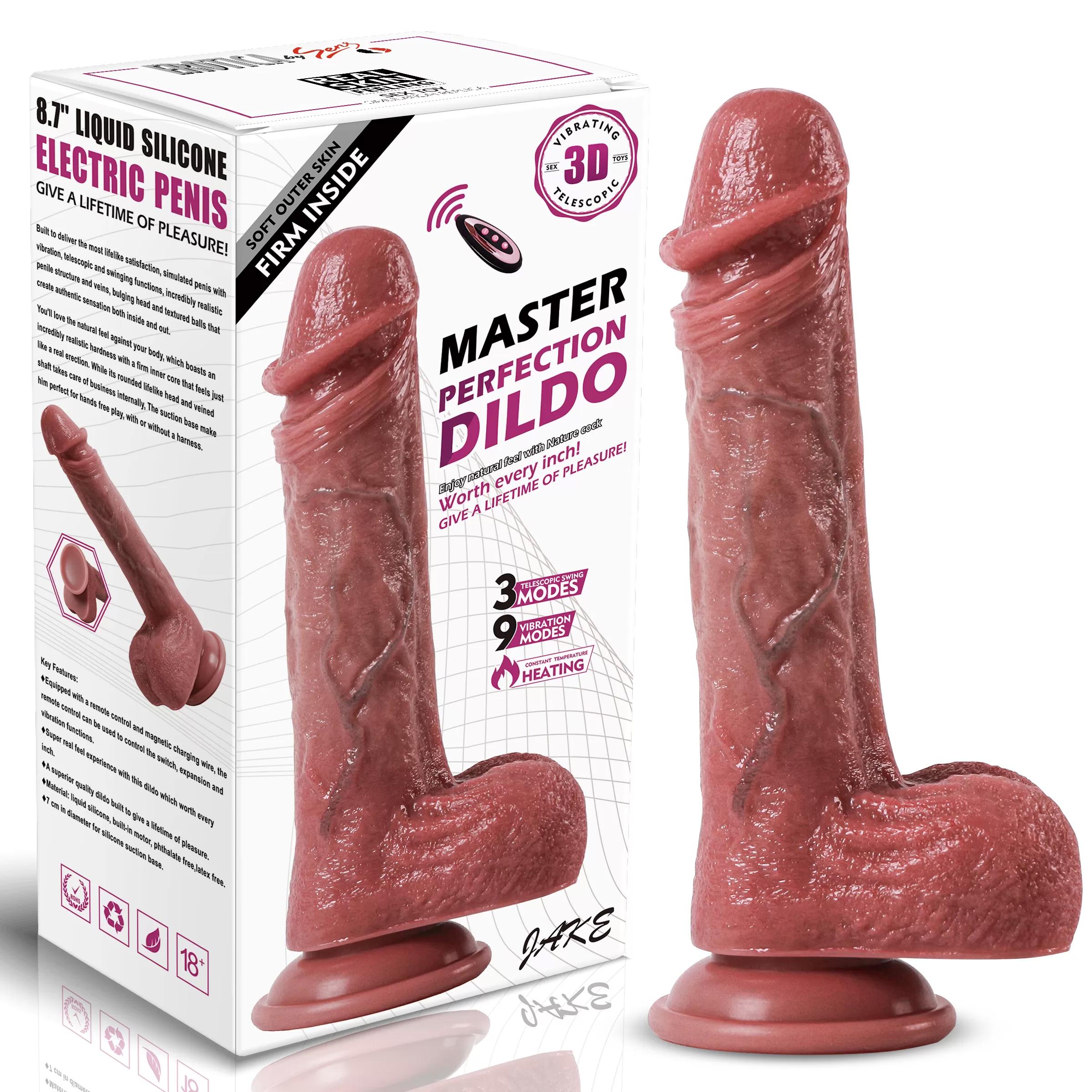 Master Perfection Dildo Jake - Isıtmalı İleri Geri Hareketli ve Rotasyonlu Gerçekçi Damarlı Yapay Penis Vibrator
